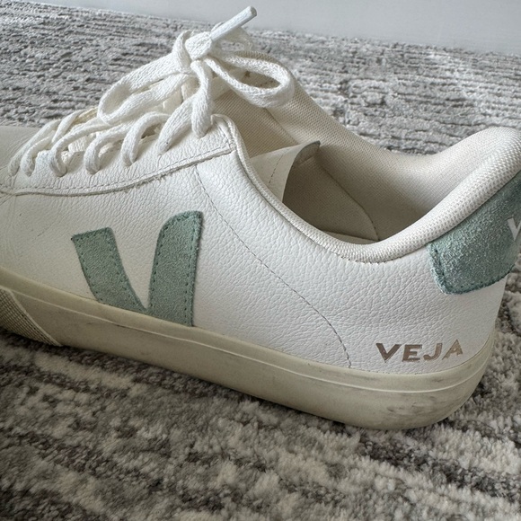 Veja Women's White and Sage Sneakers - Picture 2 of 5